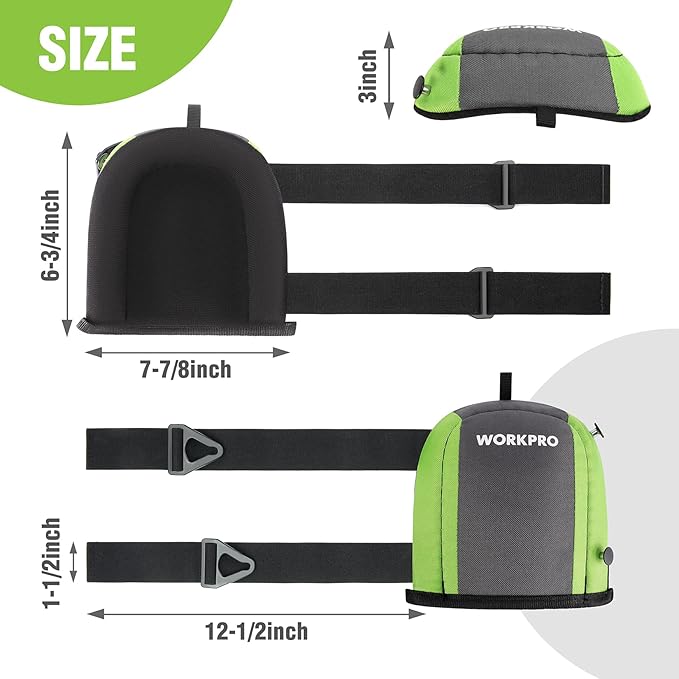 WORKPRO Garden Knee Pads For Unisex-Adult, Flooring Kneepads with Foam Padding, Comfortable Kneeling Cushion for Gardening, House Cleaning, Construction Work, 7.87"*6.75"*3"