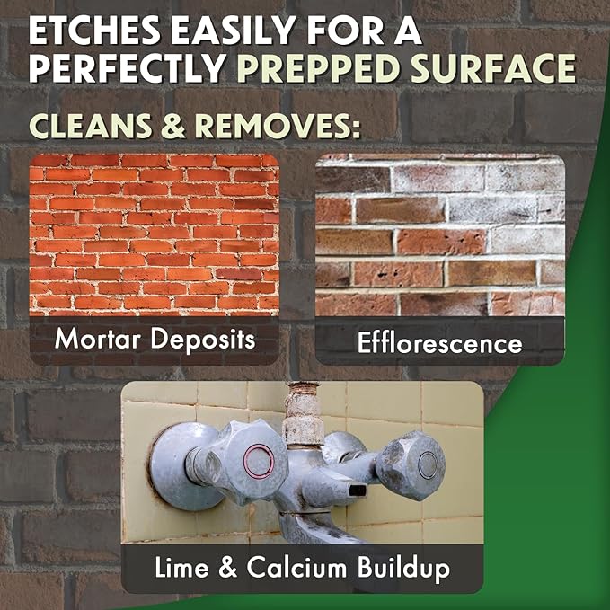 Eco Etch Pro Concrete Cleaner & Etcher Dissolver - Efflorescence, Rust & Dirt Remover from Brick, Driveway, Garage - Gentle Substitute for Citric Acid - Non-Toxic & Safe - 55 Gallon