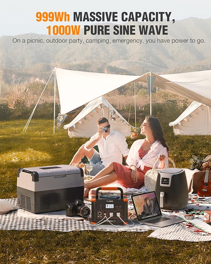 GRECELL 1000W Solar Generator with 200W Portable Solar Panel, 999Wh Portable Power Station Solar Powered Generator Lithium Battery Backup USB-C PD 60W for Outdoor Camping RV Off-grid Home Emergency