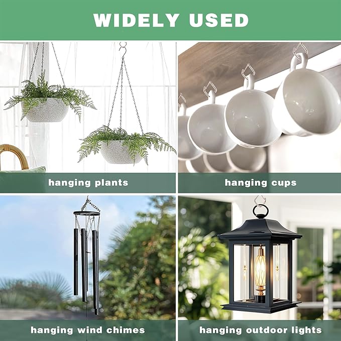 110 PCS Q-Hanger Hooks for String Lights, Ceiling Hangers for Plants & Wind Chimes, Christmas Decorations Outdoor Hooks Rose Gold