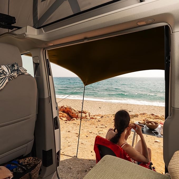 TIMBER RIDGE 19x9.8ft Retractable Vehicle Awning with Blackout Coating Roof Rack Pull-Out Sun Shade Overland Camping, Waterproof Sun Shelter for Car/Truck/Jeep/SUV/Van Grey