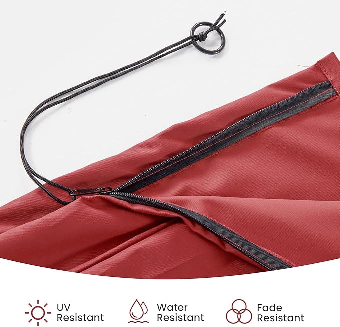Patio Cantilever Umbrella Cover Outdoor Offset umbrellas Covers with Zipper and Rod UV Resistant Waterproof for Pool Deck Garden, Red