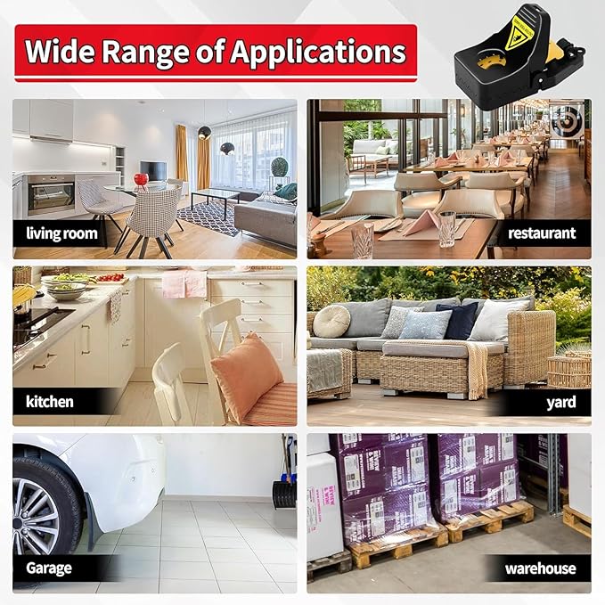 LULUCATCH Mouse Traps Indoor for Home, 96 Pack Snap Traps for Mice, No See Kill Quick-Set Reusable Sanitary Pet Safe Rodent Catcher for Home, Kitchen, Garage, Office