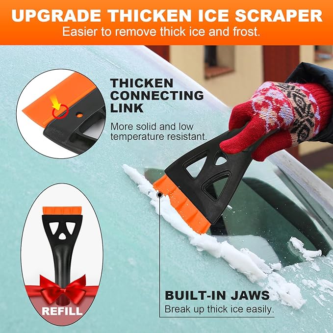 34" Extendable Ice Scrapers for Car Windshield 2-in-1 Snow Brush for Car Snow Scraper for Car Snow Scraper and Drush with Ergonomic Foam Grip for Cars, Trucks, SUV with 360° Pivoting Brush Head Orange