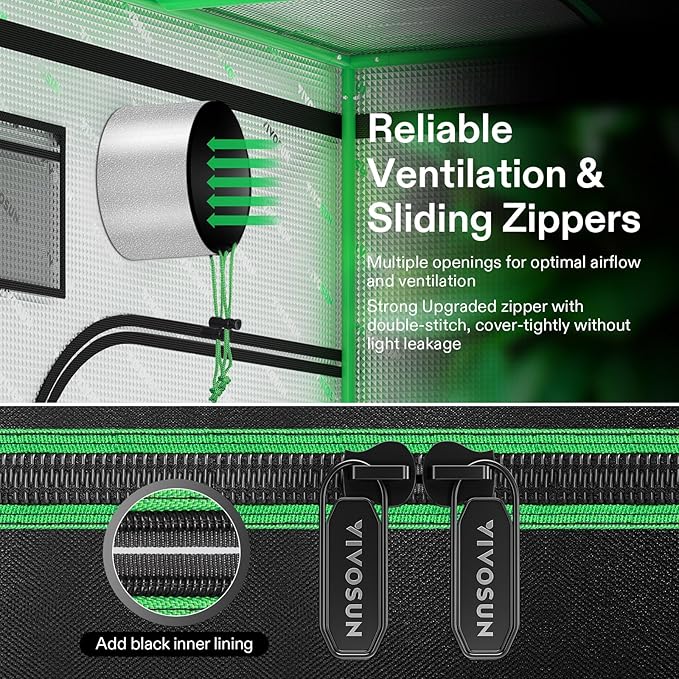 VIVOSUN GIY 4x4 Grow Tent Kit Complete, 4x4 Ft. Grow Tent Complete System with VS1000 Led Grow Light 6 Inch 440CFM Inline Fan Carbon Filter and 8ft Ducting Combo, 48"x48"x80"