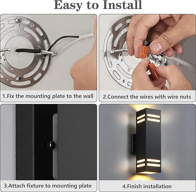 SHIMR Dusk to Dawn Outdoor Lighting 2 Pack, Modern Exterior Lighting Fixtures Wall Mount ETL Listed, Aluminum Anti-Rust Outdoor Sconce Up and Down Outside Lights for House Porch, LED Bulbs Include