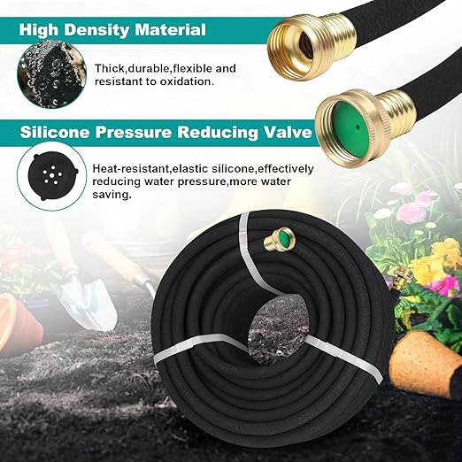 100 FT Soaker Hose 1/2" Heavy Duty Garden Hose to Save 70% Water Drip Irrigation Kit for Lawn/Yard Landscaping Beds (100FT)