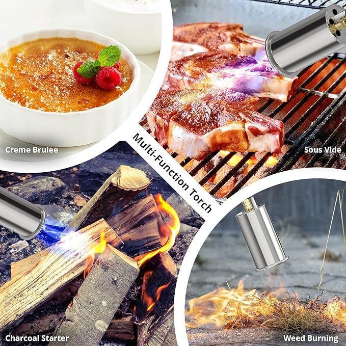 Sondiko Powerful Grill & Cooking Propane Torch L8010 with Gas Cylinder Stand Base, Sous Vide, Campfire Starter, Adjustable Wood Torch Burner for Searing Steak, BBQ, Welding (Propane Tank Not Included)
