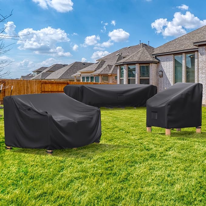 Patio Furniture Covers, Heavy Duty Outdoor Furniture Cover Waterproof, Sectional Sofa Set Coves Table and Chair Set Covers, 62"L×42"W×28"H