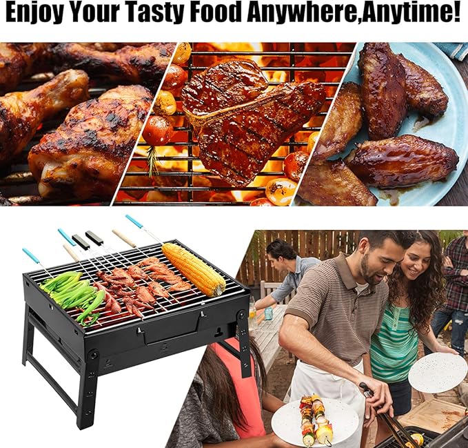 Uten Charcoal Grill, BBQ Grill Folding Portable Lightweight smoker Grill (Medium)