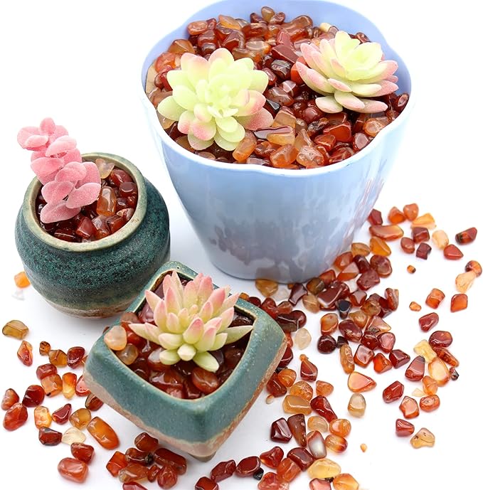 Agate Stone. Polished Natural Red Agate Pebbles. 3/8 Inch - 2 lbs. Red Color. for Succulents, Pots, Plants, Crafting, Vase Fillers (XSM (0.375 Inch), Agate - RED Polished, 2)