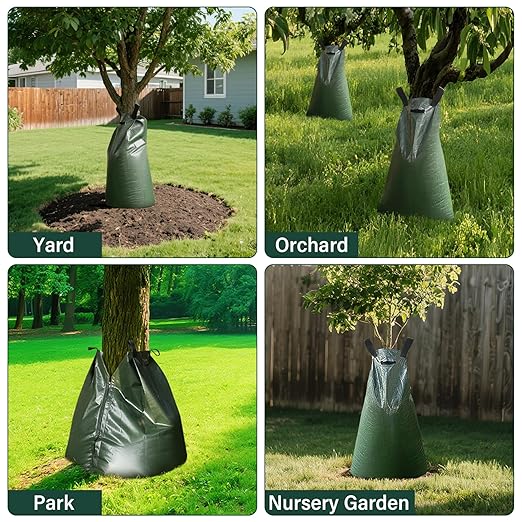 10 Pack Tree Watering Bags, 20 Gallon Slow Release Gator Bags for Trees, Durable PVC Tree Drip Irrigation Bags with Heavy Duty Zipper, Deep Root Targeting