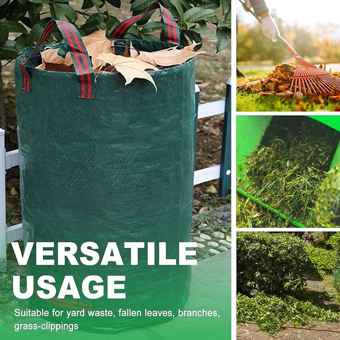 Hugeleaf 3 Packs 72 Gallon Reusable Yard Waste Bags, Collapsible Leaf Bags with Reinforced Handles, Extra Large Heavy Duty Garden Waste Bags for Leaves Garden Clean Up