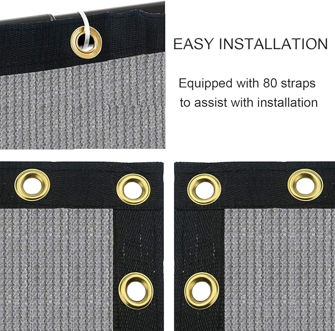 Sunnyglade 6 feet x 100 feet Privacy Screen Fence Heavy Duty Fencing Mesh Shade Net Cover for Wall Garden Yard Backyard (6 ft X 100 ft, Grey)