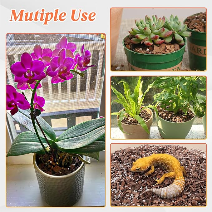 Orchid Bark Potting Mix - 9QT Natural Orchid Potting Mix for Repotting, Blended with Small Pine Bark and Perlite to Provide Ideal Ventilation and Good Drainage for Orchids and Other Potted Plants