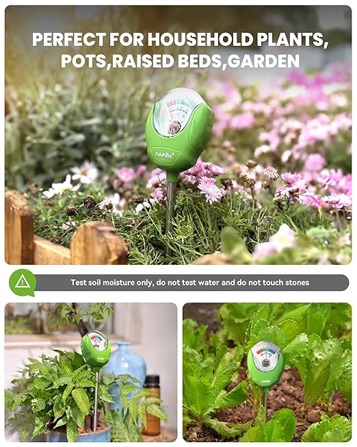 RAINPOINT Soil Moisture Meter for Plants - Accurate Plant Water Meter for Houseplants and Outdoor Plants,Gardening,Farming,No Batteries Needed(Green)