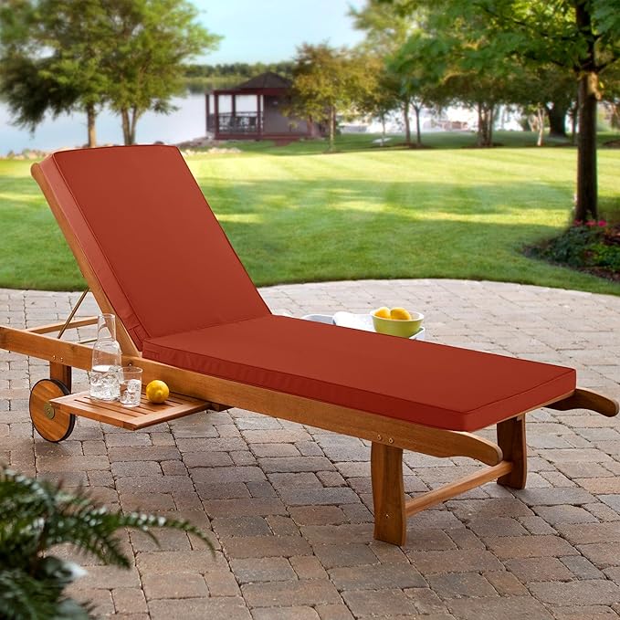 Chaise Lounge Cushion Outdoor, Waterproof and Stain-Resistant Lounge Deck Reclining Chair Cushions for Patio Furniture Lawn Pool Resort Hotel, 80x26x3 Inch, Set of 4, Rust