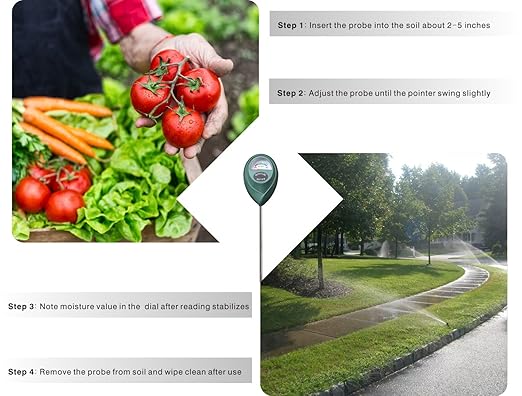 XLUX Soil Moisture Sensor Meter Water Monitor, Hygrometer for Gardening, Farming,Plants, No Batteries Required, 2 Pack