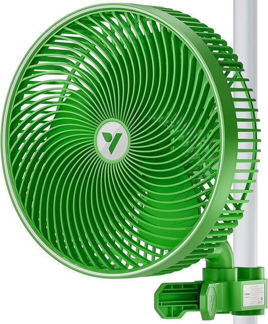 VIVOSUN AeroWave E9 Grow Tent Fan 9”, EC Motor, WiFi-Controllable, US Patented Auto Oscillating Clip fan, IP54 Weatherproof, Strong Airflow & Quiet for Hydroponic Ventilation Circulation, Green