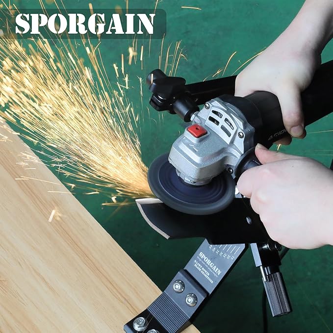 Lawn Mower Blade Sharpener and Balancer, 15°-45° Adjustable Mower Blade Sharpening Tool with Blade Balancer Kit Many Types of Mower Blade, Black
