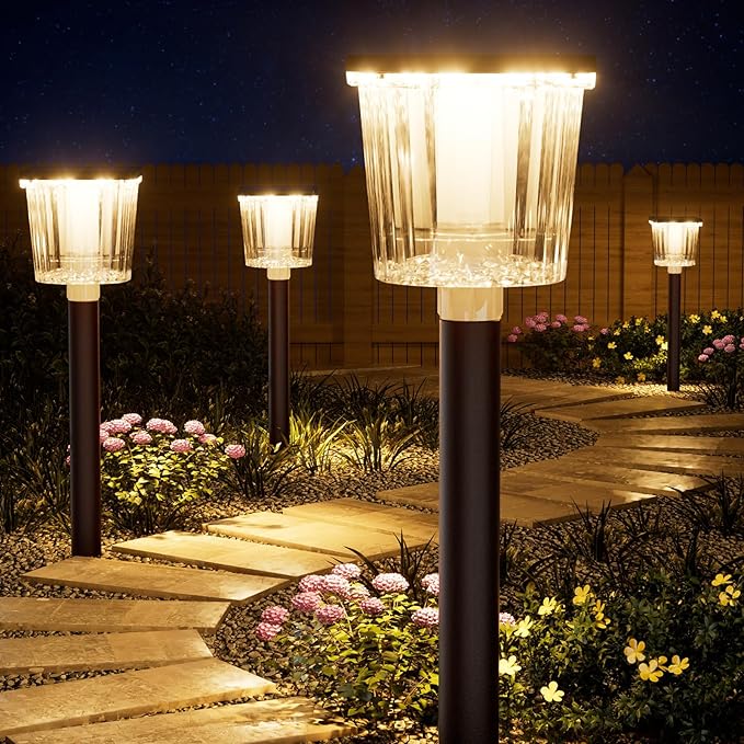Super Bright Solar Pathway Lights Outdoor Powered,Adjustable Warm&Cool White,Waterproof IP65 Garden Decor Landscape Lighting Outside for Yard/Patio/Walkway/Driveway/Landscape (Cocoa Brown, 1 Pack)