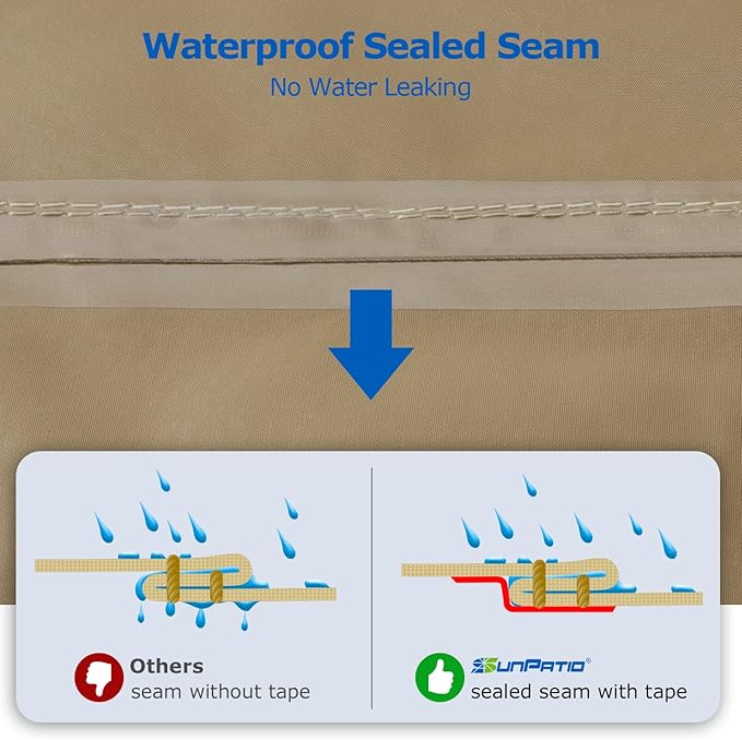 SunPatio BBQ Grill Cover for Outdoor Grill 65 Inch, Heavy Duty Waterproof Barbecue Cover with Sealed Seam, FadeStop All Weather Protection Compatible for Weber CharBroil Nexgrill and More, Taupe