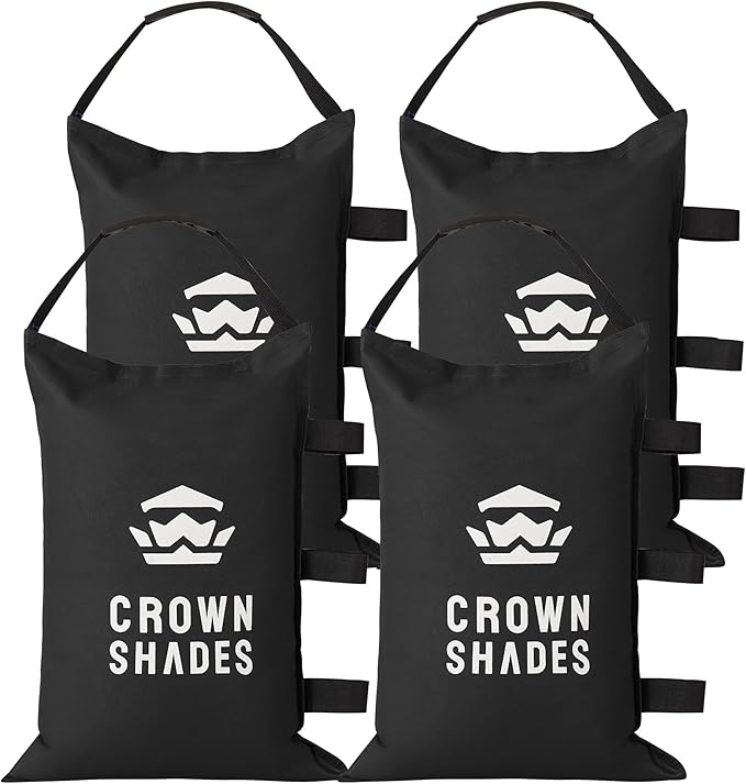 CROWN SHADES Sand Bags for Canopy Legs (120 LBS) Sandbags for Weight, Canopy Weights, Pop Up Tent Weights Bags, Black (Unfilled)