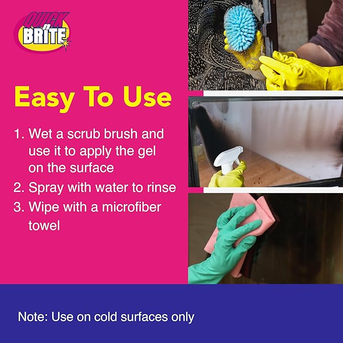 Quick ‘n Brite Fireplace Gel Cleaner for Brick, Stone, Rock, Tile, and Marble, Nonabrasive Fireplace Cleaner, Made in the USA, 16 oz (Pack of 2)