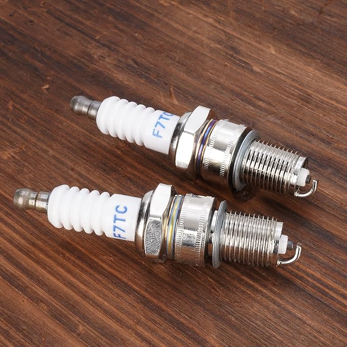 2Pcs Spark Plugs F7TC for GX120 GX160 GX200 GX240 GX270 GX340 GX390 Sparkplugs 4-Stroke Engine Water Pump Generator Chainsaw Lawnmower Tractor Go Kart Mini Bike Rototiller