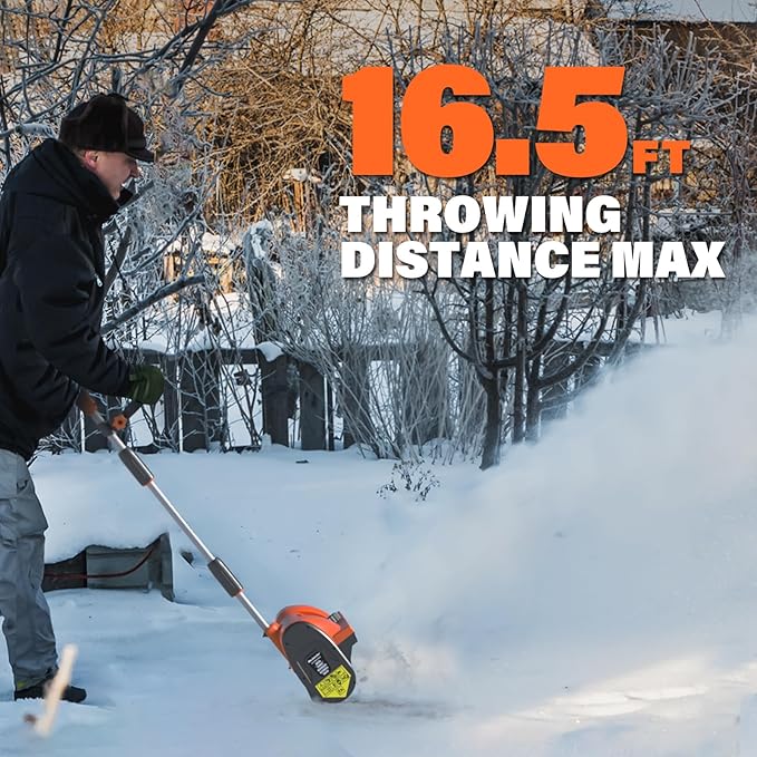MAXLANDER Electric Snow Shovel Cordless, 20V 12-Inch Cordless Snow Blower, Battery Snow Shovel with Directional Plate and Adjustable Front Handle (4.0Ah Battery, Charger and Cover Included)