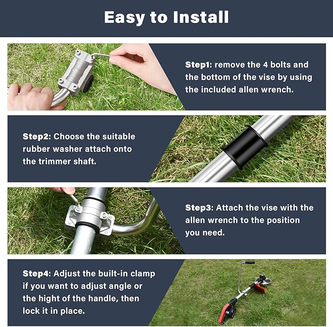 Ergonomic Trimmer Grip, String Trimmers Handle with Shoulder Strap Harness, Weed Eater Handle Extension with Bracket Clamp, Lawn Trimmer Handle Grip for Lawn Care, Landscaping, Yard Trimming Edging