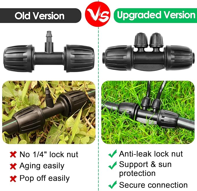 JAYEE Drip Irrigation Fittings, 12 Pcs Lock Barbed Four Way Connectors for 1/2 to 1/4 Inch Vinyl Tubing, Drip Line Parts 4-Way Tees Irrigation Connectors for Drip Sprinkler Garden Lawn Systems