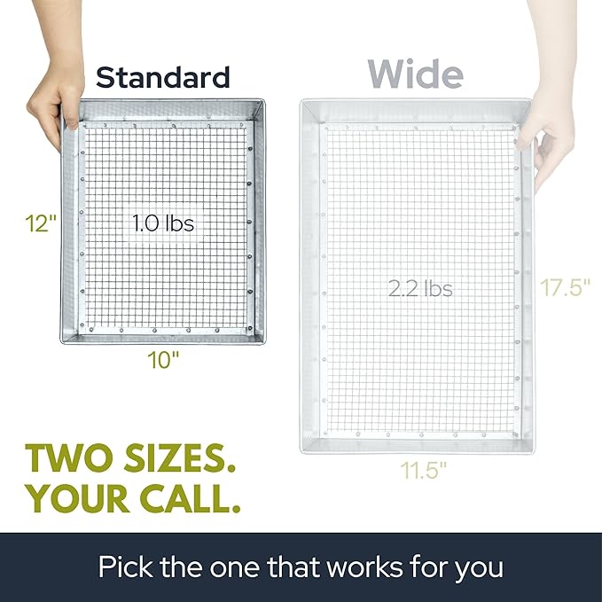 Soil Sifter, Standard Size (12 x 10 inches) with 3/8-inch Mesh, Trapping and Garden Sieve for Dirt, Sand, Rocks, and Compost