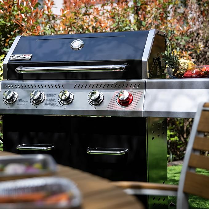 Royal Gourmet GA5404H 5-Burner Propane Gas Grill with Side Burner & Warming Rack, Outdoor BBQ Grill with 64,000 BTUs Output & 738 Sq. in. Cooking Area for Outdoor Barbecue, Black