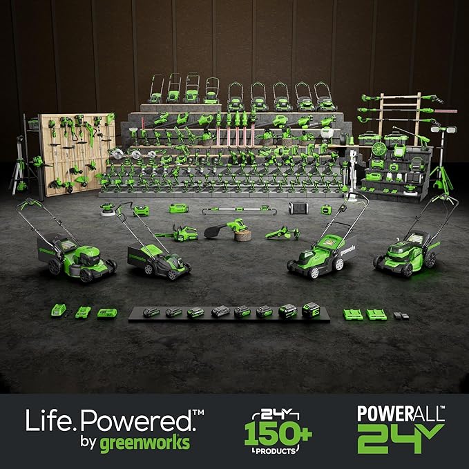 Greenworks 48V (2x24V) Electric Lawn Mower Combo Kit: 20"Steel Deck Push Mower, 12" String Trimmer, 320 CFM Blower, 3 Batteries & 2 Chargers, 3-Year Warranty.