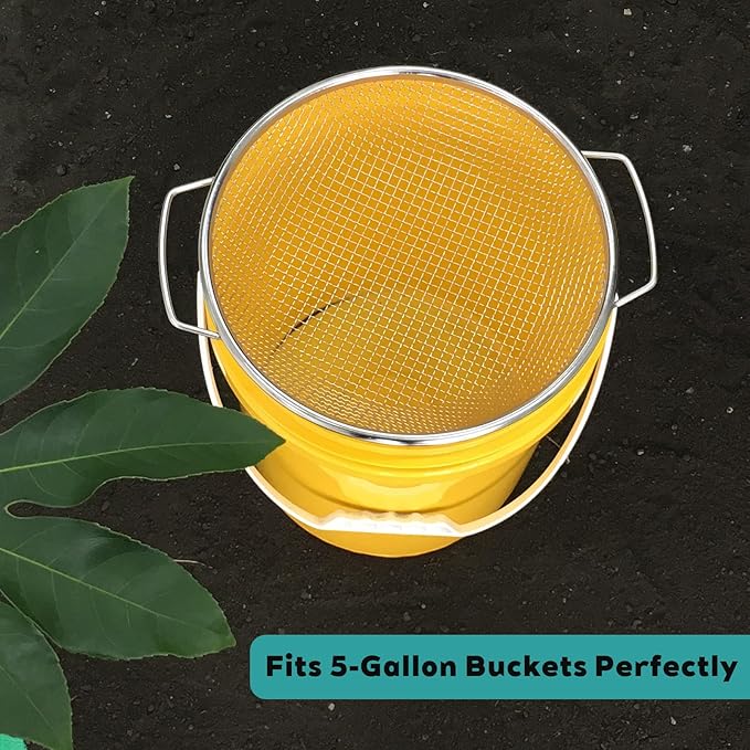 Stainless Steel Soil Sifter for 5 Gallon Bucket, 1/4 inch Mesh Garden Screen for Dirt, Sand, Compost with Heavy Duty Handles (1/4 inch)