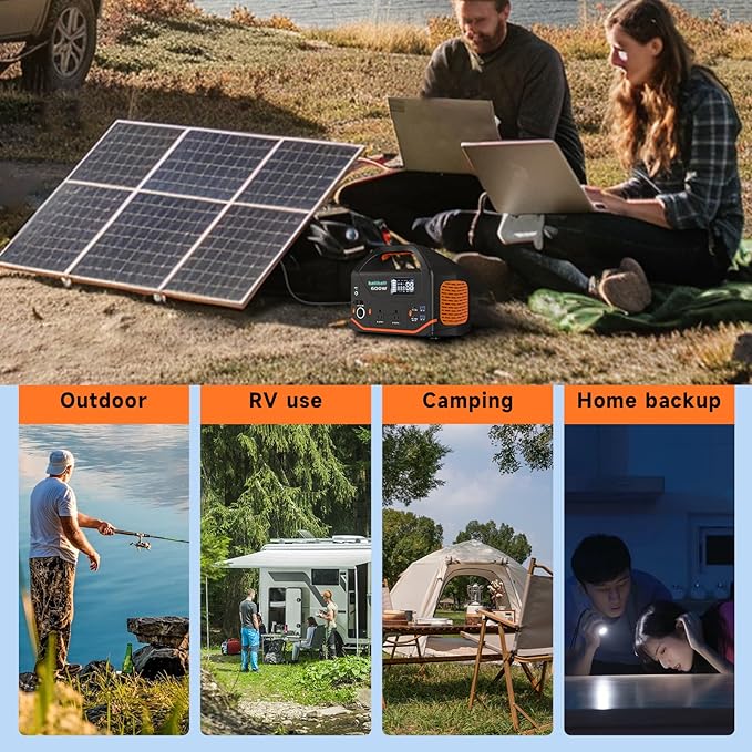 Portable Power Station 600W 293Wh Camping Lithium Battery, Portable Generator for Home Use Emergency Power Station Backup Travel Outdoor 100W PD & 120V Pure Sine Wave AC Outlet