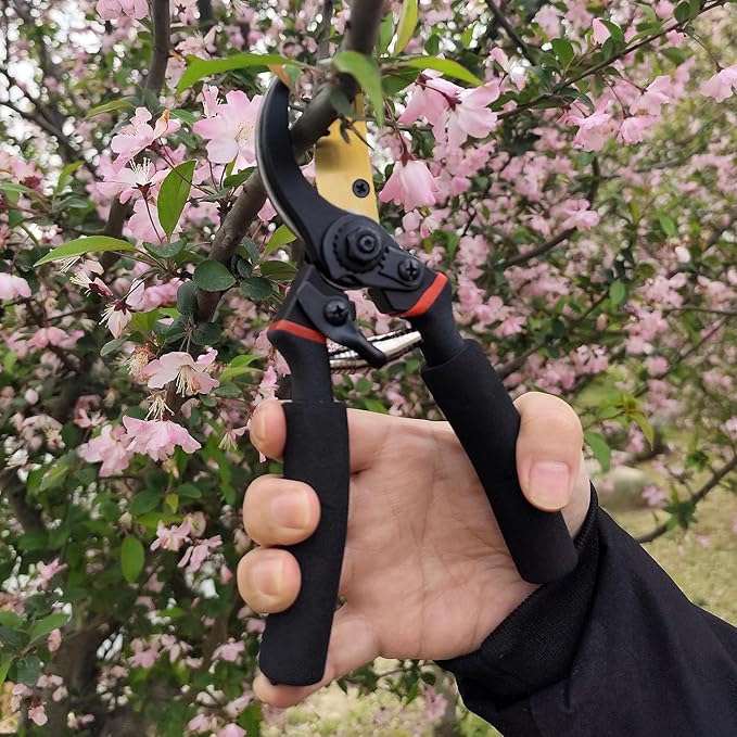 2Pack Pruning Shears, Garden Shears, Pruning Shears for Gardening, Gardening Shears Scissors Clippers, Garden Tools Set with Gloves, Bypass Hand Pruner, Soft Grip Handle