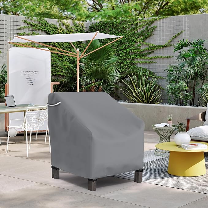 STARTWO Patio Outdoor Chair Covers 2 Pack, Outdoor Furniture Covers Waterproof adapter for Lawn Lounge Seat, Wicker, Swivel, Adirondack,Rocking Chairs,30" Wx34" Dx38.5" H,Grey