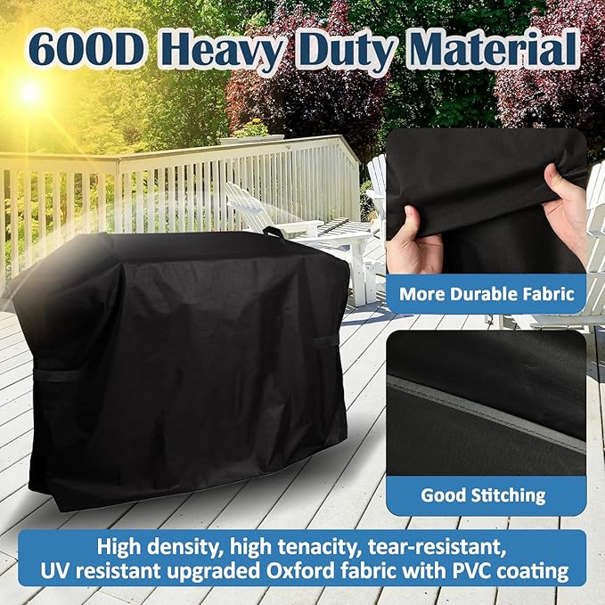 Grill Cover for Blackstone 28 inch Griddle with Hood, for Blackstone 2 Burner Griddle, Air Vent, Straps for Windproof, 600D Heavy Duty Waterproof Rip-Proof Outdoor Grill Cover