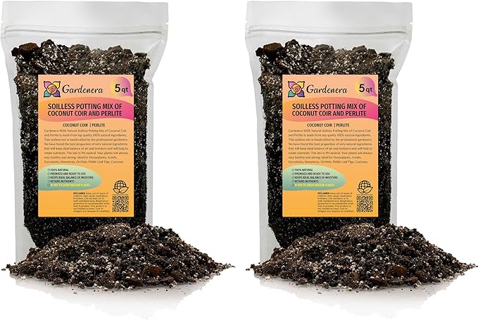 Premium Coco Coir and Perlite Potting Mix, Soil for Maximum Plant Growth, Perfect for Indoor and Outdoor Container Gardens by Gardenera - 10 Quart