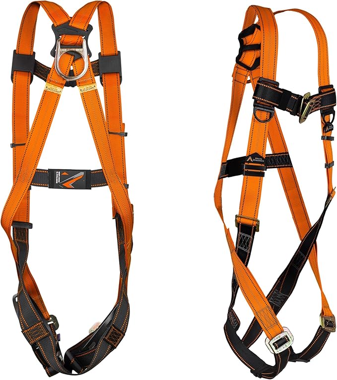 Malta Dynamics Warthog Safety Harness Fall Protection, Pass-Thru Leg Buckles, Full Body Harness - OSHA/ANSI Compliant