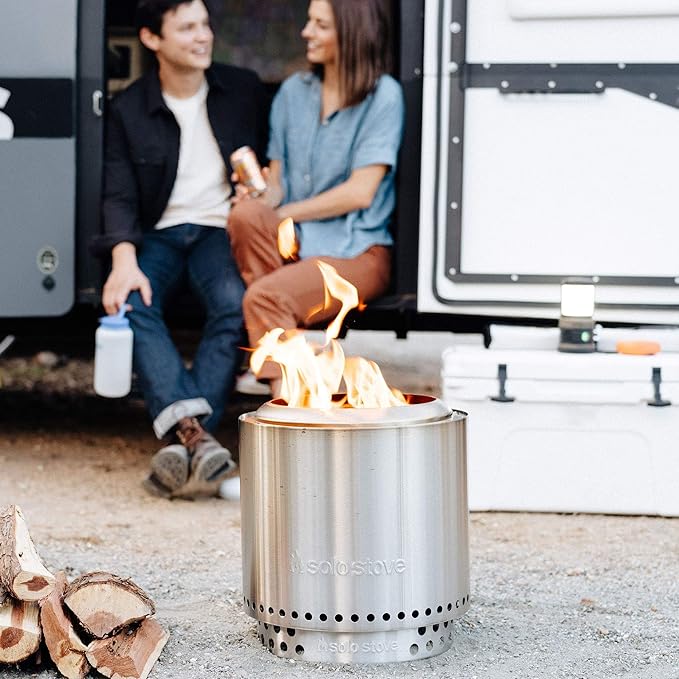 Solo Stove Ranger Essential Bundle | Ideal for 2–4 People | Smokeless Wood Burning Fire Pit with Stand, Lid & Ash Pan | Portable Outdoor Camping Stove, Stainless Steel, 15.25" H x 15" D