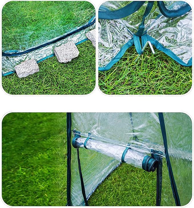 porayhut Pop Up Greenhouse Cover ,Pack of 2 Pcs,Flower House Mini Gardening Plant Flower Sunshine Room Room,Backyard PVC Greenhouse Cover for Cold Frost Protector Gardening Plants