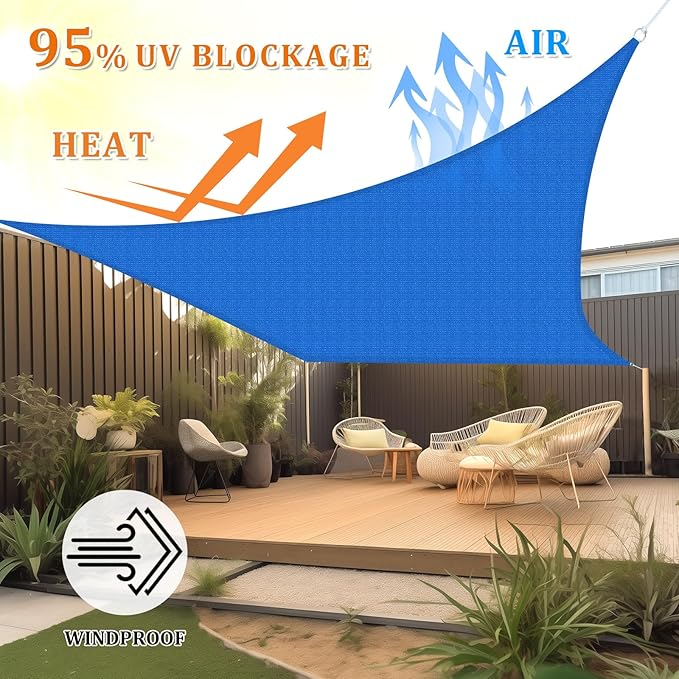Shade&Beyond Sun Shade Sail Breathable UV Block Outdoor Covering Cloth for Backyard, Pool, 16'X28', Blue (Customized Available)