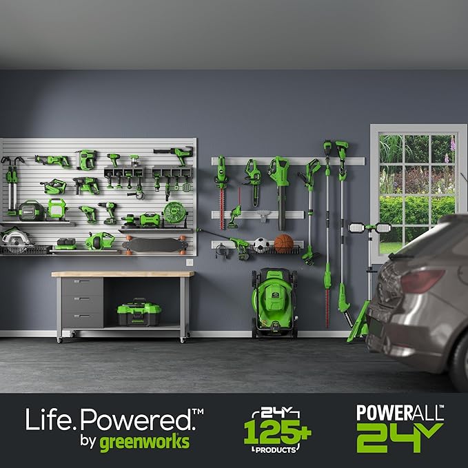 Greenworks 48V (2x24V) 17" Brushless Mower+12" String Trimmer +320CFM Blower,(2) 4.0Ah Batteries and 2A Dual Port Charger