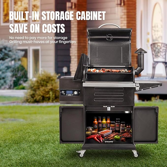 Z GRILLS Wood Pellet Grill & Smoker 8-in-1 Pellet Grill with Automatic Temperature Control,Meat Probes,572 Sq. in Area for Backyard Camping Outdoor Party