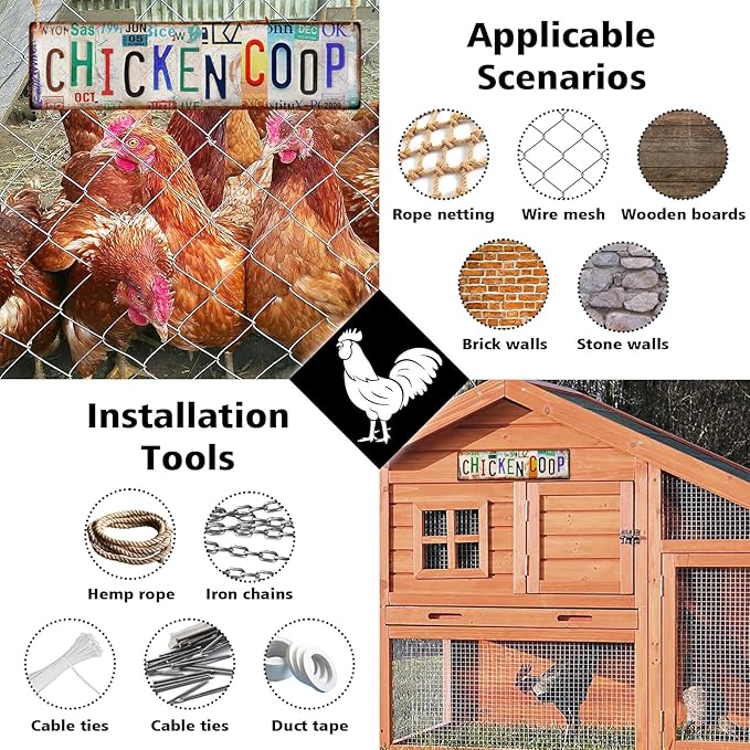 Vintage Chicken Coop Accessories β Funny Rooster Garden Signs and Grunge Room Decor β Country Farmhouse Wall Art for Outdoor Kitchen Gifts for Women and Hen Lovers