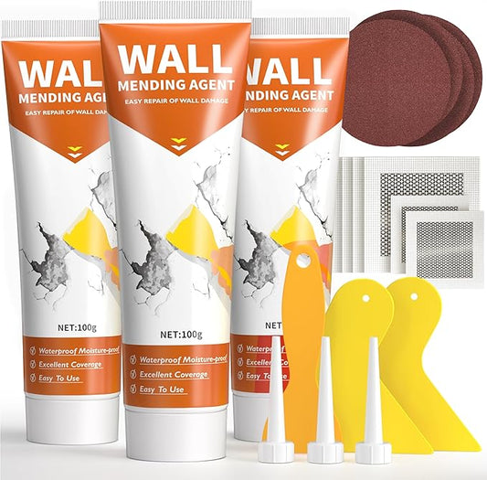 Spackle Wall Repair Kit,Drywall Repair Patch Kit,Simple Small Wall Hole Filler&Efficient Crack Repair,3 Pack Wall Putty Paste,Plaster Ceiling Repair,Apartment Friendly