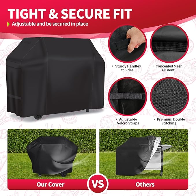 NEXCOVER 55 Inch Grill Cover - 600D Heavy Duty Waterproof and Weather Resistant BBQ Cover for Weber, Char Broil, Nexgrill - Fade Resistant, Black